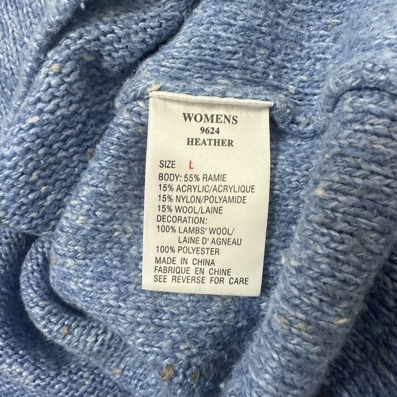 Woolrich Sweater Womens Large Blue Heather 1/4 Zip Lambs Wool Accent St… - Picture 4 of 10